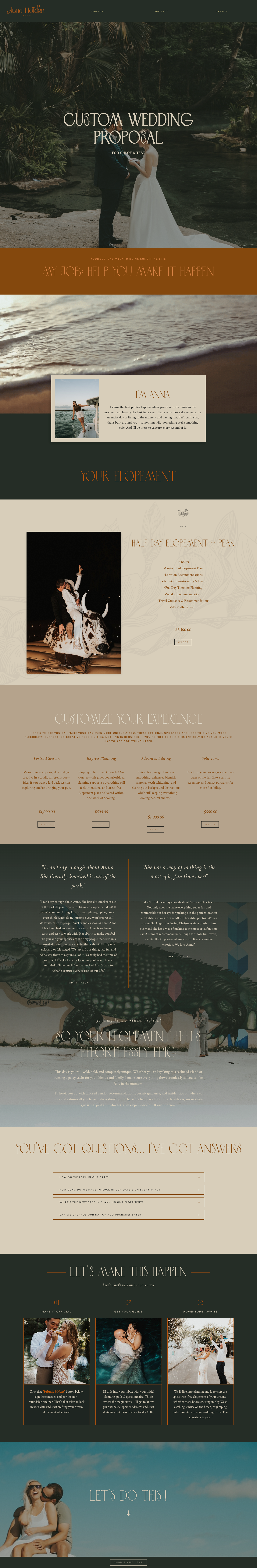 A screenshot of a branded Dubsado form for a wedding photographer