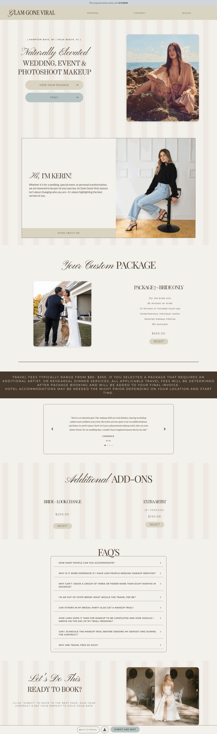 A dubsado questionnaire customized for a photographer's brand