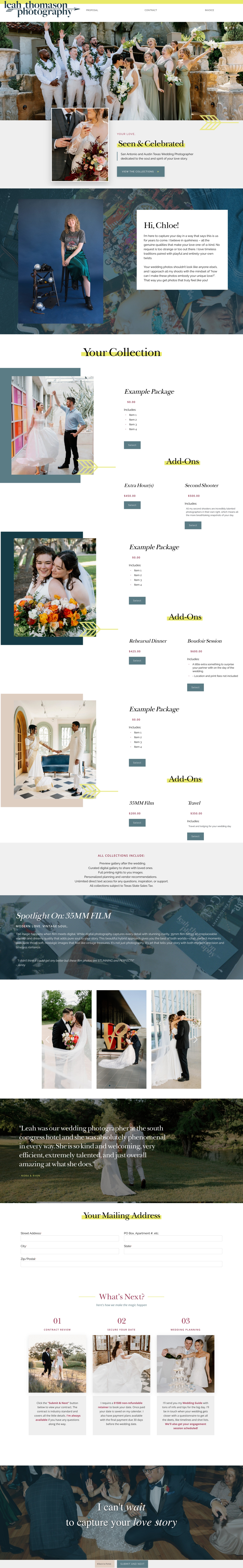 A custom Dubsado form for a Texas wedding photographer