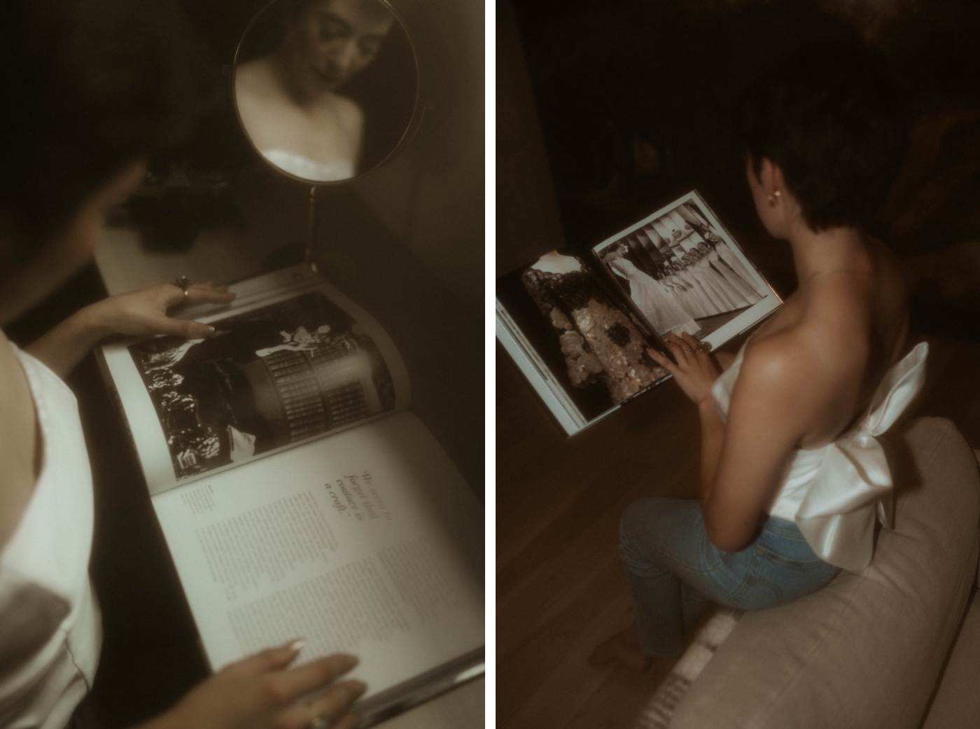 A woman flips through a bridal magazine